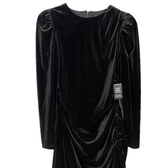Express Velvet Long Sleeve Ruched Sides Gown Size Small - Picture 4 of 7